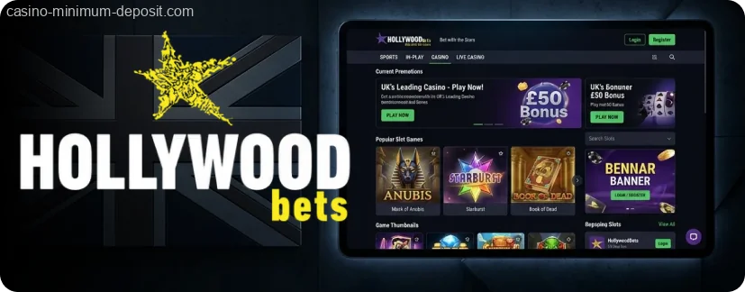 Claim unbeatable £1 deposit promotions directly HollywoodBets Casino