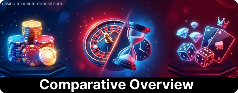 Compare low-stake game categories easily on casino-minimum-deposit.com